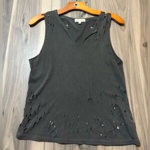 Gilded Intent Charcoal Distressed Tank Top